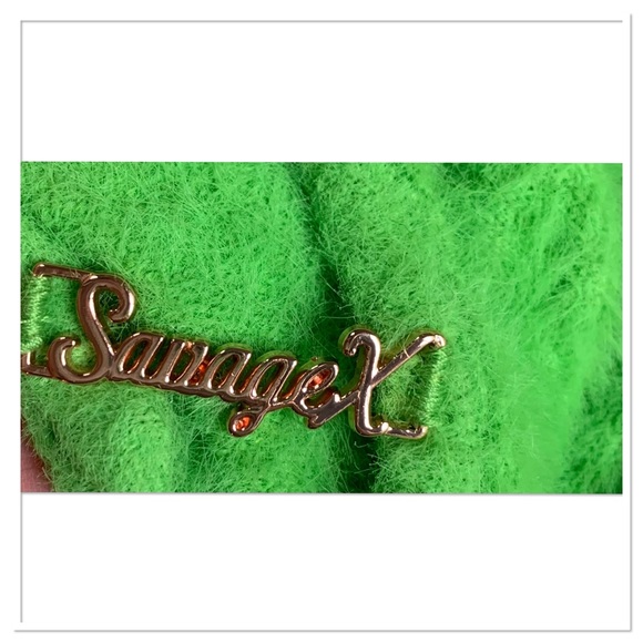 Savage x Fenty Fluff It Up Fuzzy Top And Bottoms Set Green Size Medium - Picture 5 of 10